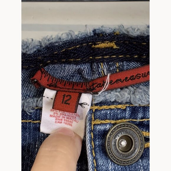 Tapemeasure Women’s Raw Hem Waist Embroidered Flare Jean Size 12 Boho Festival - Picture 11 of 12